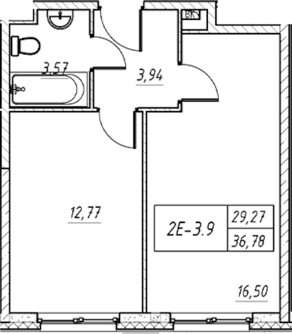 1-комнатная квартира 36.78 м², 2/11 эт., Комплекс апартаментов «Zoom на Неве»